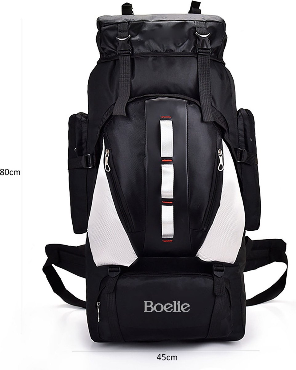 Backpack extra groot - wandelrugzak - Zwart-wit - waterdicht - 94 Liter (80x45x26cm)