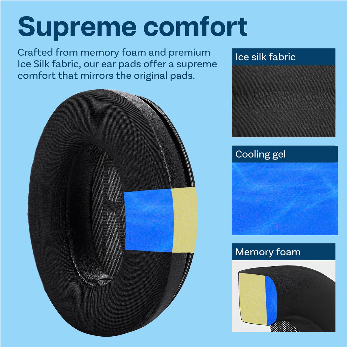 Vervangende Oorkussens voor Bose QuietComfort 35 (QC35) Bose Quiet Comfort 35 II (QC35 II) Over-ear Hoofdtelefoon van MMOBIEL - Cooling Gel Koptelefoon Oorkussens - Hoofdtelefoon Earpads – Zwart thumbnail 5