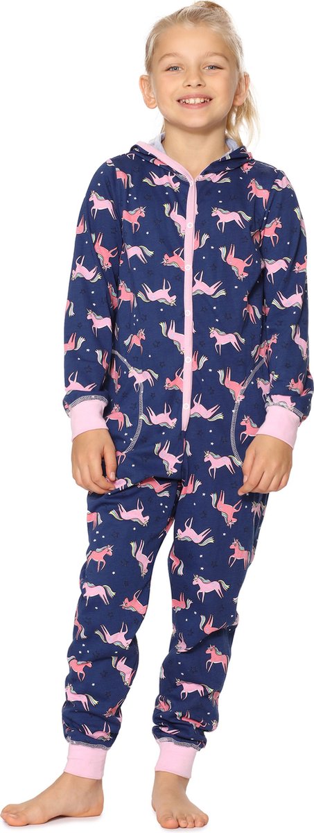 Merry Style Kinder Pyjama - ronde hals - lange mouwen - lange broek met zakken - Katoen - MS-MS10-223-PJ - Marineblau Einhorn - 134-140