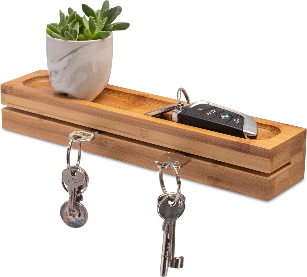 Bamboe sleutelrekje - sleutelhouder van hout - 295 x 6 x 45 cm Sleutelkastje
