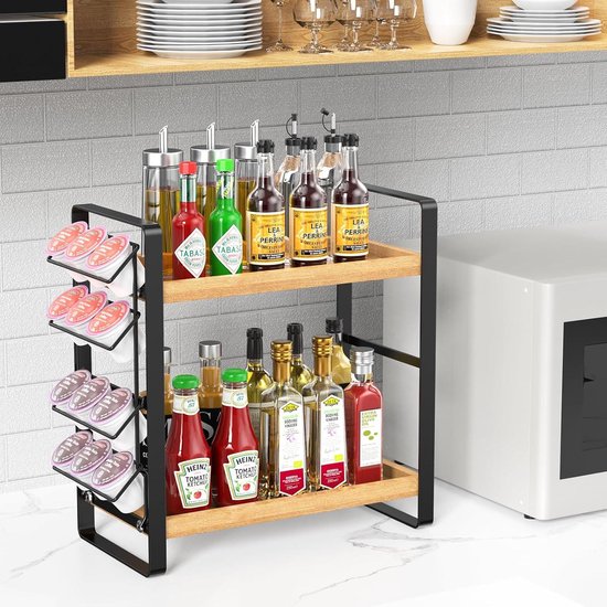Mustry Koffie siroop rek voor koffiebar accessoires, past bij Torani en Monin siroop, koffiebar organizer houdt 4 flessen