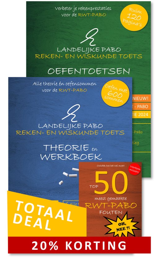 Foto: Jaar 1 pabo rwt pabo totaal deal van 3 boeken rwt theorie werkboek rwt oefentoetsenboek top 50 rwt foutenboek voor pabo rekenen en wiskunde jaar 1 alles om de landelijke reken en wiskundetoets pabo te halen vervanger wiscat