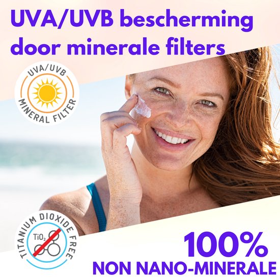 Minoris MOM Zonnebrandlotion SPF 50+ | Biologisch, Natuurlijk & Minerale Inhoud | Zonnebescherming voor Gevoelige Huid, Primer Geschikt, Hypoallergeen, Vegan, Rifvriendelijk, Waterbestendig, Dermatologisch Getest - 150 ml