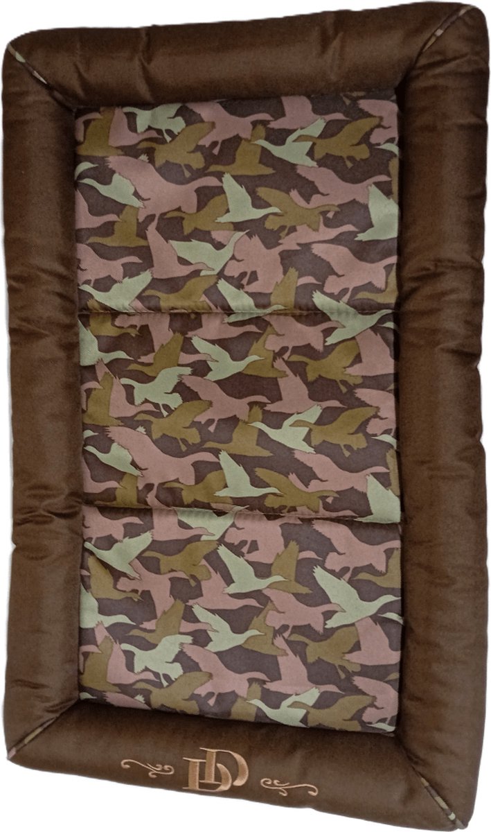 Luxe Oxford Crate Hondenbed – Bruin/Roze/Groen/Beige Camo - 86x51cm