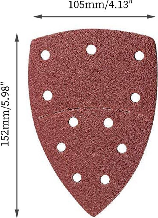 STEBRUAM Delta schuurpapier, driehoekige schuurmachine, 50 stuks Delta schuurpapier, klittenband, 60 korrelgroottes voor schuurdriehoeken, 93 x 93 x 93 mm