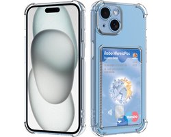 BixB hoesje Geschikt voor iPhone 16 Hoesje met Pashouder Siliconen Shockproof Backcover - Transparant