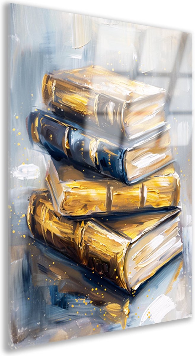Boeken schilderijen glas - Object glas schilderij - Schilderijen glas Verf - Muurdecoratie kinderkamer - Plexiglas - Slaapkamer muurdecoratie acrylglas 50x75 cm