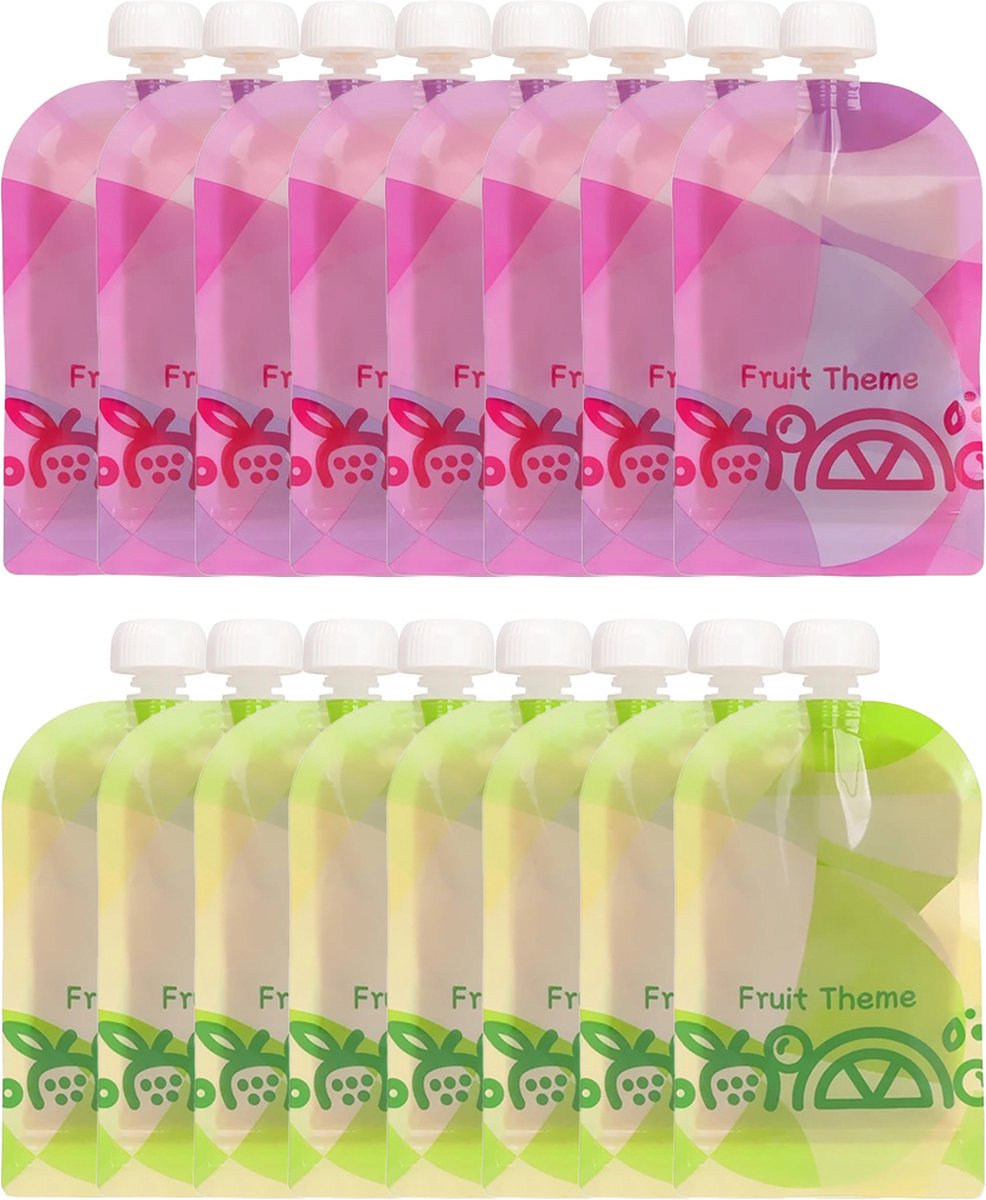 Goedkoopste Consumerce® Hervulbare Knijpzakjes – 16 Stuks – Knijpfruit en Babyvoeding Zakjes – Herbruikbaar – Knijpfruitzakjes – Baby Voeding – Babyvoeding Bewaarzakjes – Doseerdoosjes – Bewaarbakjes – Moedermelk Bewaarflesjes