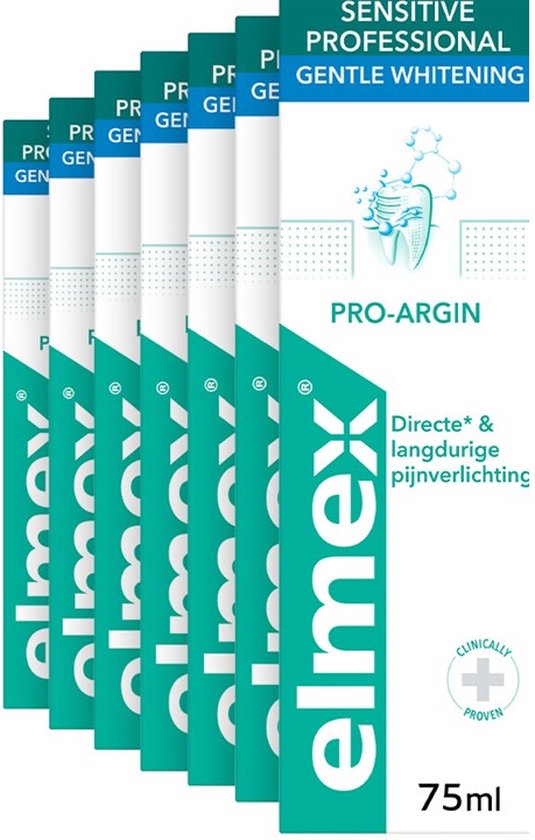 Zes stuks Elmex Sensitive Professional Gentle Whitening tandpastabuisjes van 75 ml.
