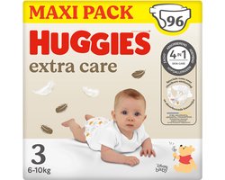 Huggies® Extra Care baby luiers, Maat 3 (6 tot 10 kg), 96 luiers met vochtindicator en Disney designs, Maxi Pack