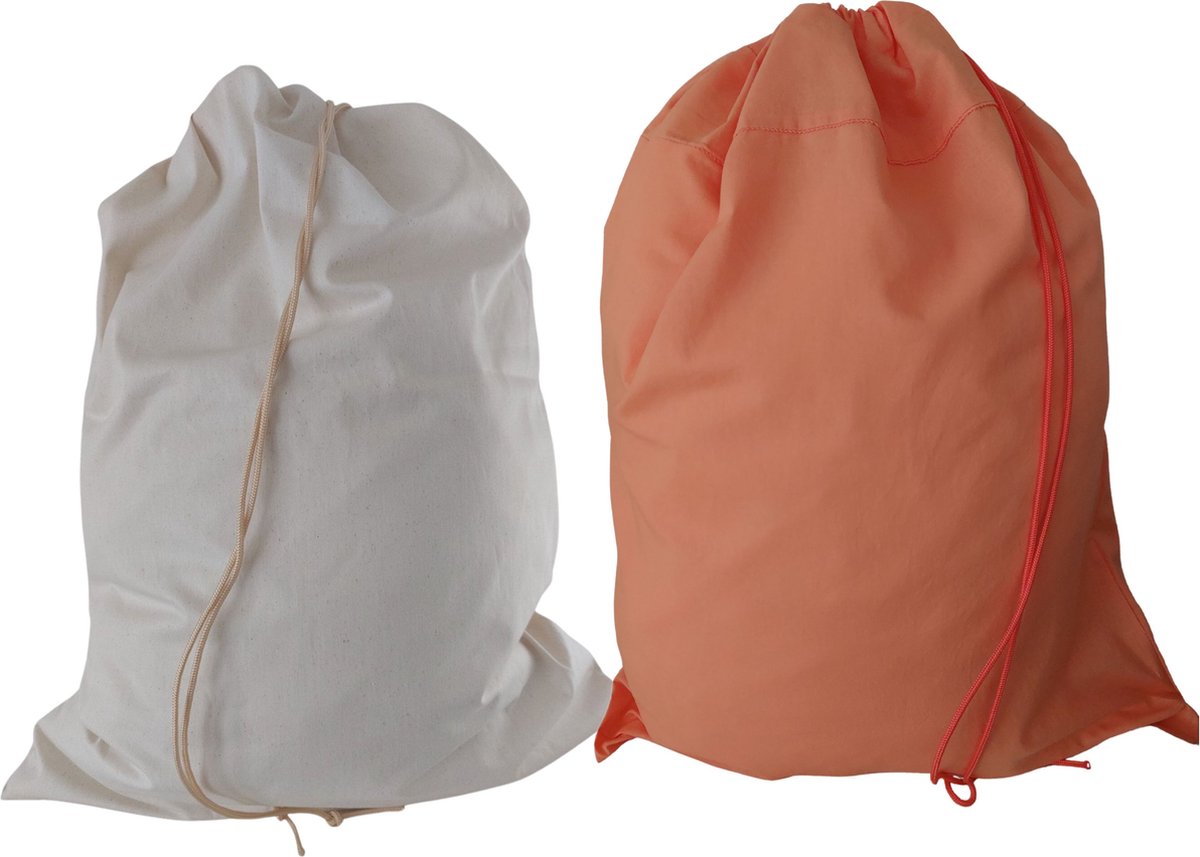 Goedkoopste Bluvardi katoenen waszakken set van 2 stuks - XXL -natural cotton -oranje