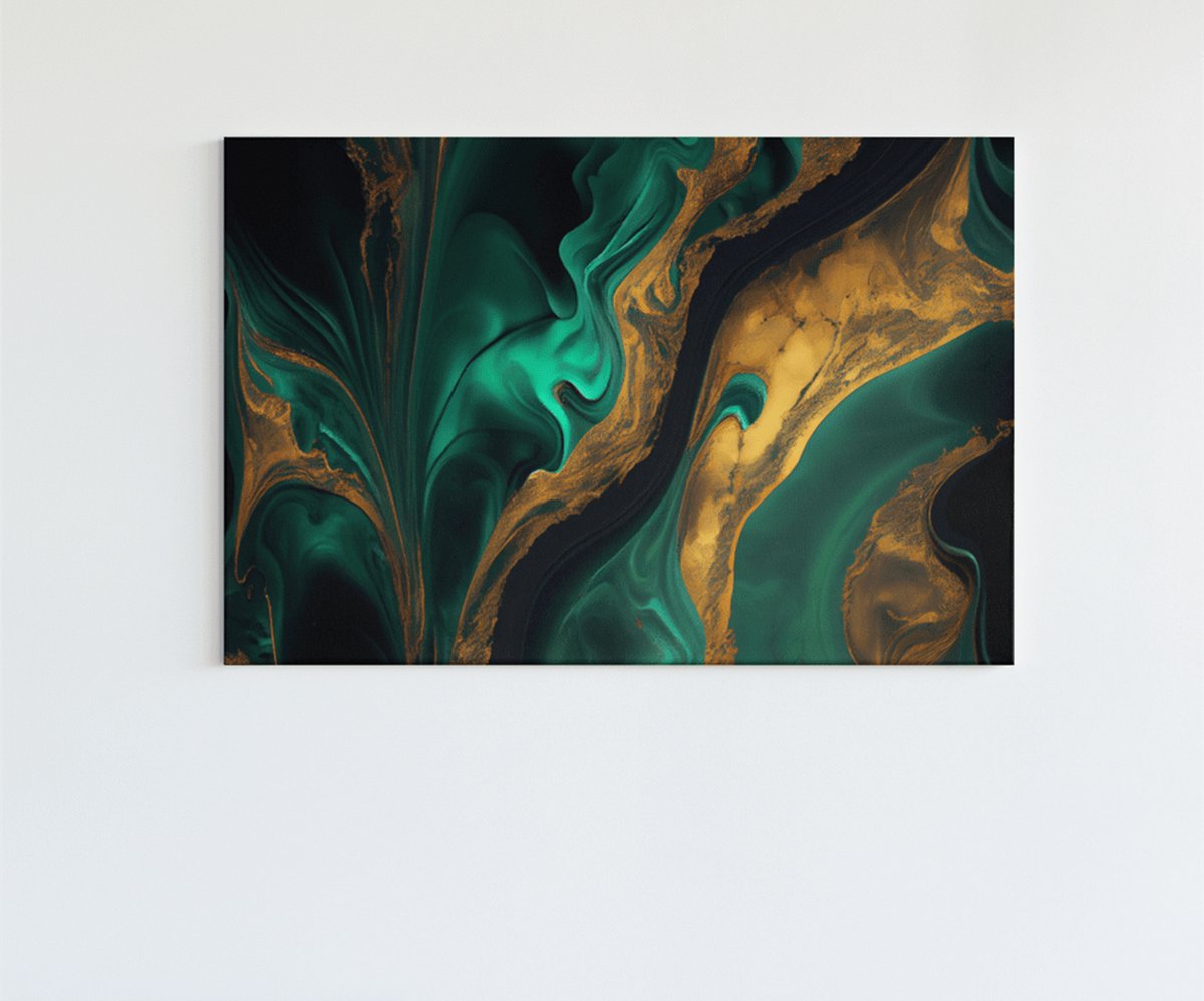 Trendex Global Canvas Schilderij - Abstract - Groene Marmer - 60x40x2 cm