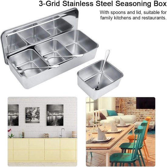 Keramische Kruidenpot Met Deksel Lepel Kruidendoos, Kruiderij Kruidenrek Houder voor Thuis Keuken, Afmeting: 9,5 * 8,1 cm. (Maat: 3 STUKS