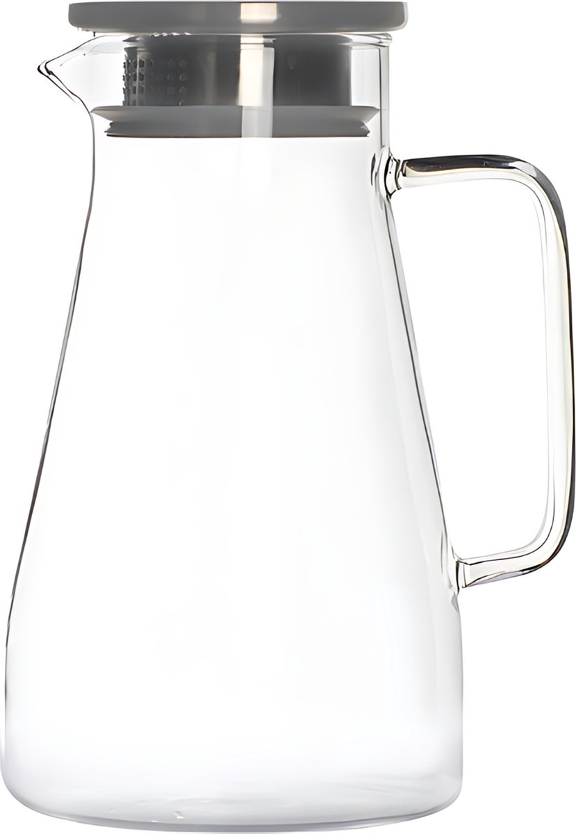 House of Husk Schenkkan - Glazen Waterkan - Waterkaraf voor Fruitwater - Multifunctionele Decanteer Karaf - Kan met Deksel - 1.8L