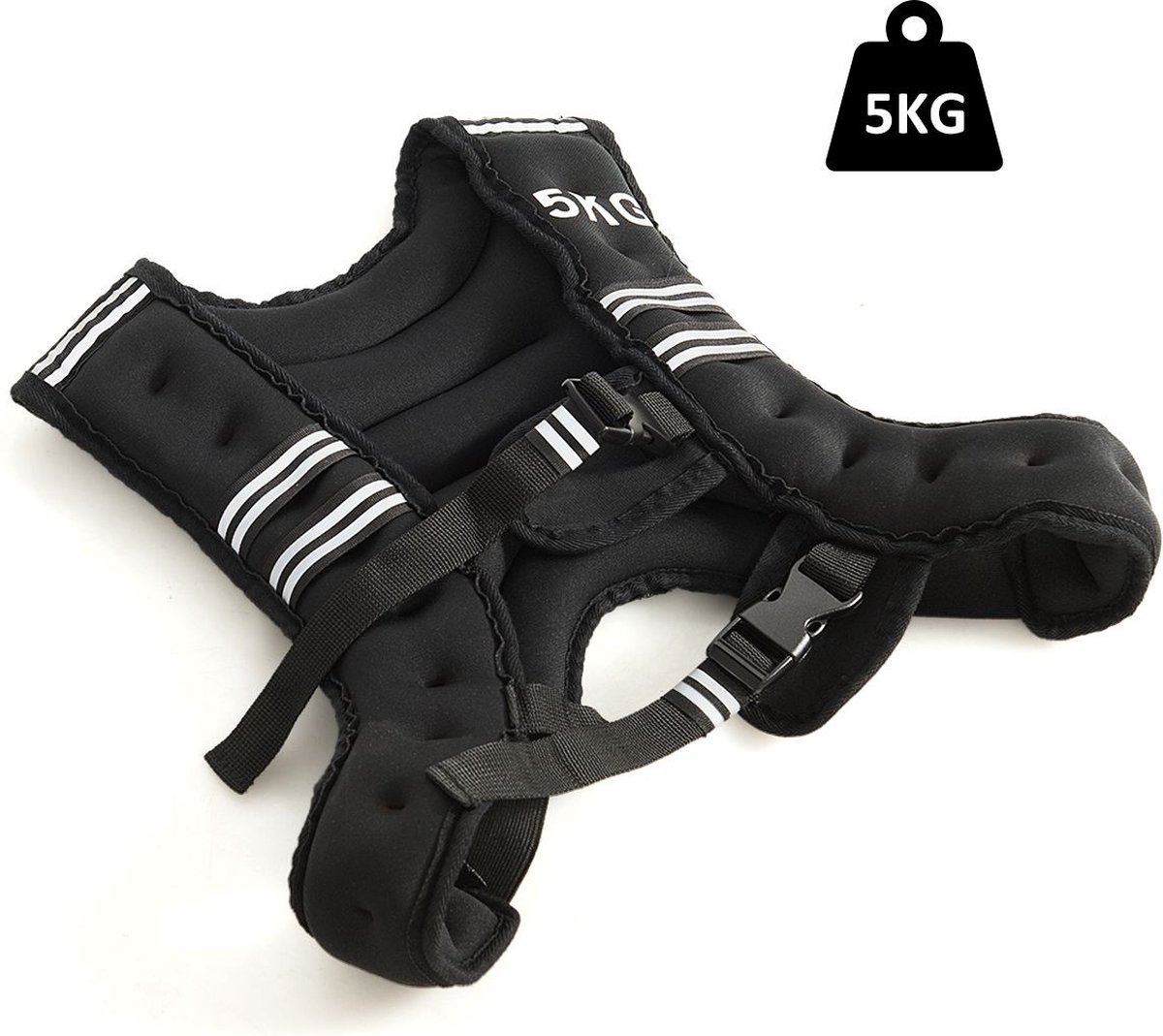 Trendmix Verstelbaar Gewichtsvest Weight vest 5 kg Sportvest - Reflectoren - Verstelbanden Zwart