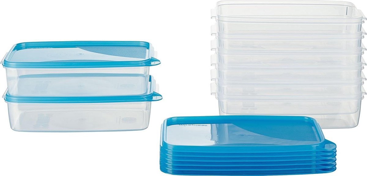 Voedseldozen - Diepvriesdozen set 15 liter rechthoekig plat - Oostenrijkse kwaliteit - Blauw - 23 x 15 x 65 cm diepvriesdozen