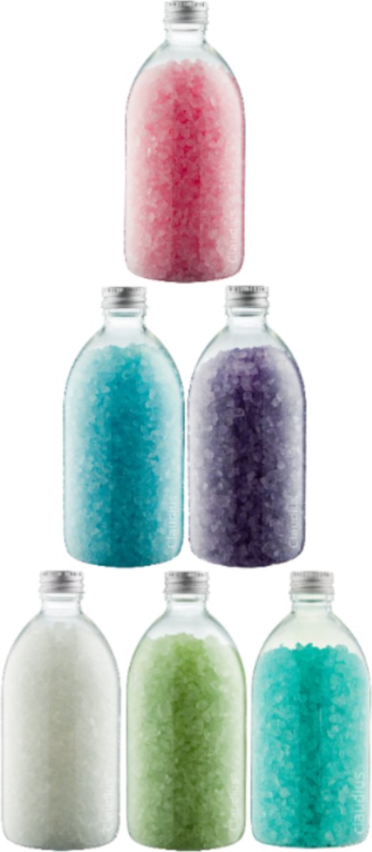 Goedkoopste Badzout - 600 gram - set van 6 verschillende geuren Relaxing Moment, Eucalyptus, Opium, Hamam, Lavendel en rozen