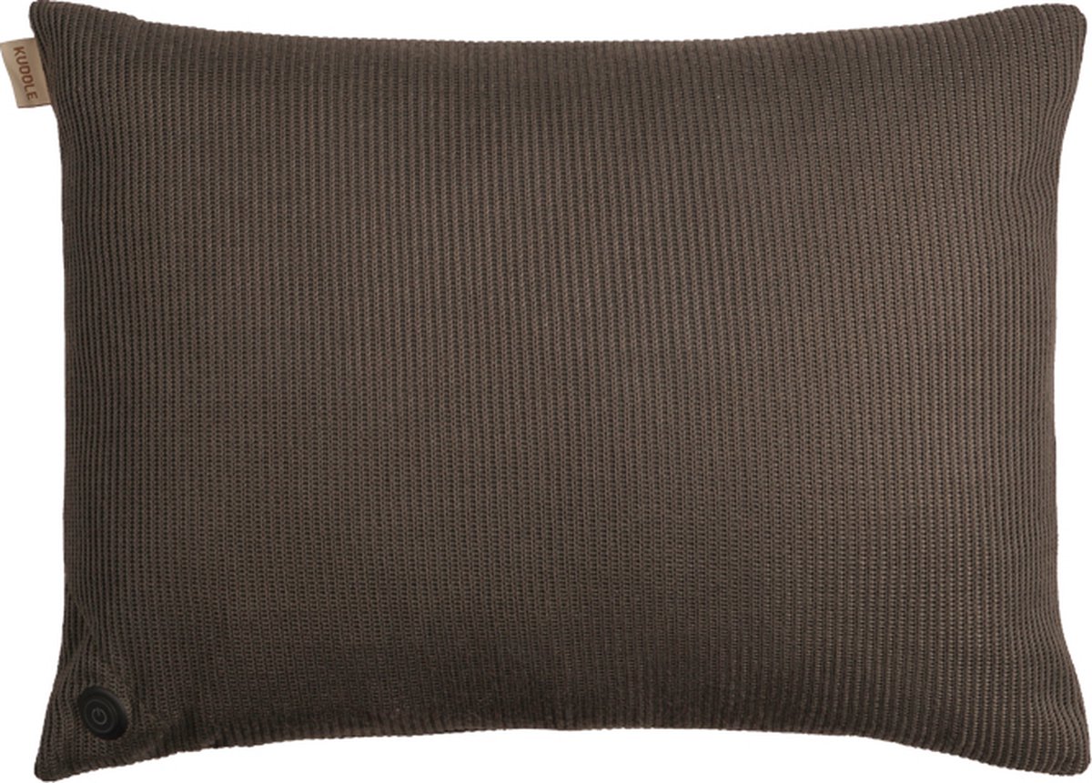 Kuddle Warmtekussen Elektrisch - 45x60cm - Knitted 'Mocha Brown' - Draadloos & Oplaadbaar - Inclusief Powerbank