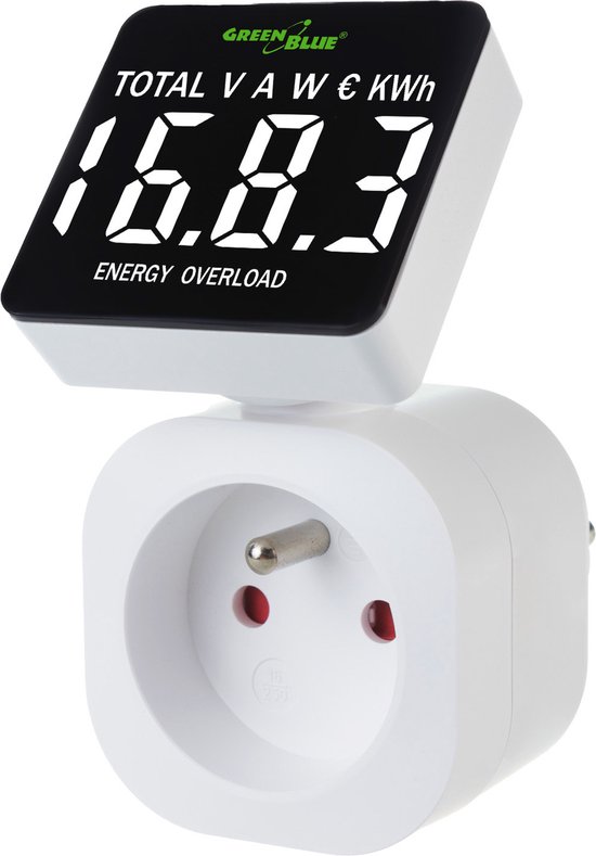 Wattmètre Compteur D'énergie GreenBlue - 220-240V AC 50Hz 16A, Type E - Neuf