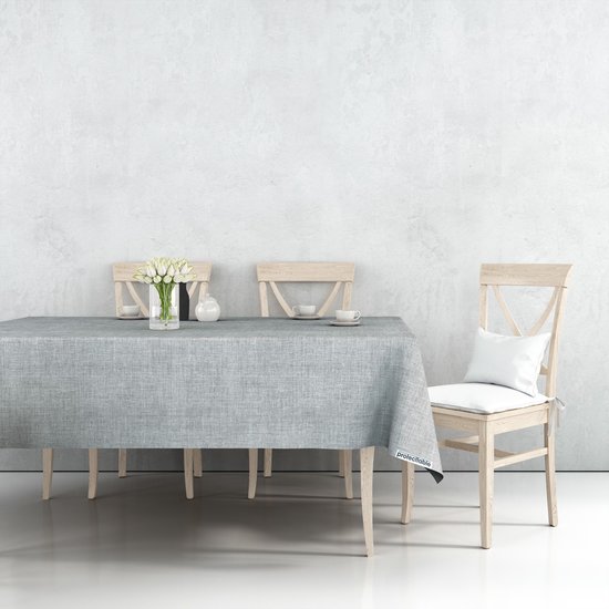 Nappe Aspect Lin Grijs 140x270cm - Nappe Lavable - Plastique