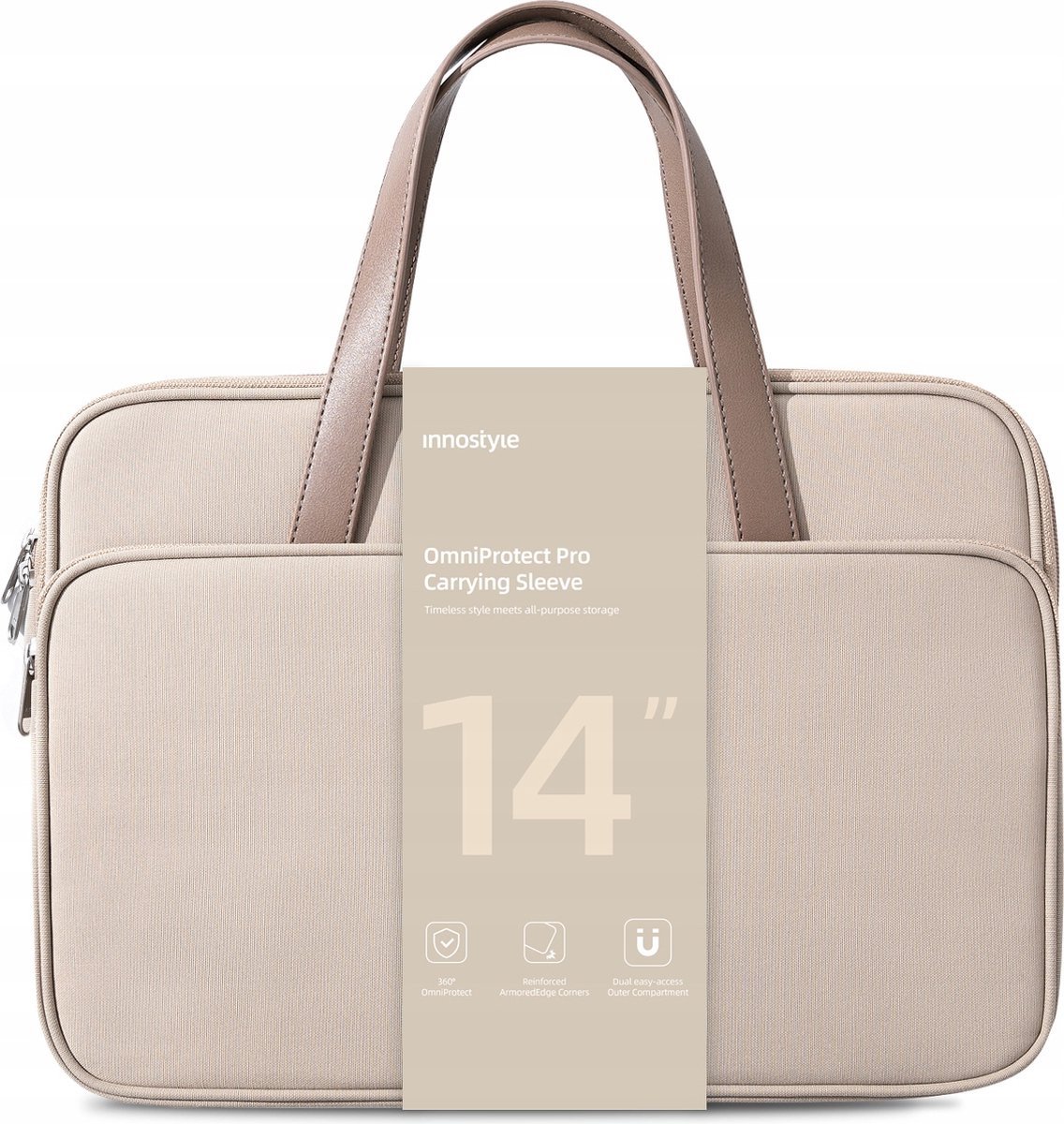 Innostyle® Omniprotect Pro Laptoptas Dames / Heren - Laptophoes 14 inch - Waterdicht - Beige