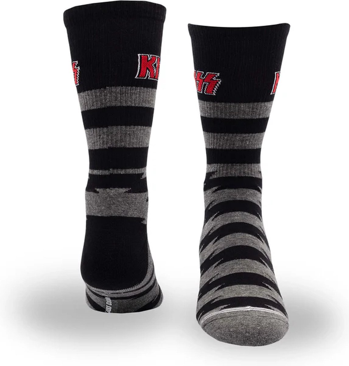 Kiss Lightning Stripes Crew Socks Charcoal (One Size - EU 40-46)