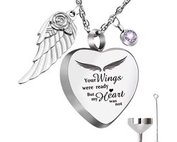 Luxe Ashanger - met Ketting (55 cm) - Voor As, Haren of Parfum - Assieraad - As Ketting - Gedenksieraad - Urn - As hanger - Incl. As vuller en Opbergzakje - Wings