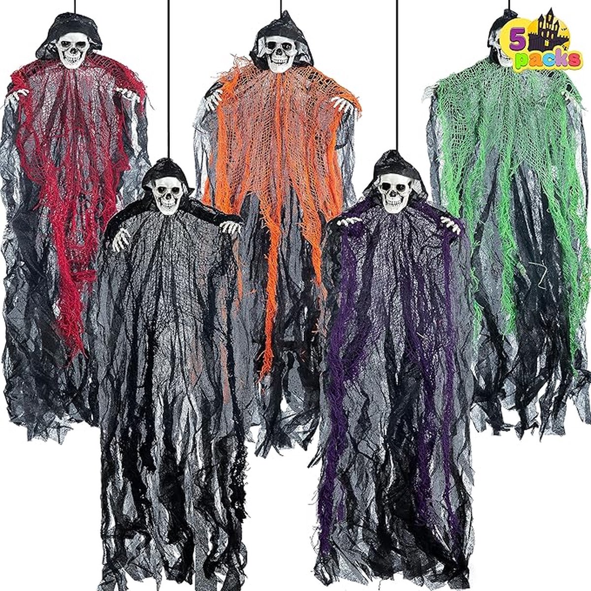 Equivera Halloween Decoratie - Halloween Versiering - Horror Versiering - voor Binnen en Buiten - Spin, Heks, Skelet, Pompoen en Spoken - 2024