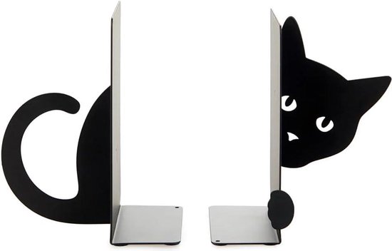 Zliger Serre-livres en métal, lot de 2 supports à livres de Noire, serre-livres noirs, décoratifs, pour les amoureux des livres et des chats Zliger Serre-livres en métal, lot de 2 supports à livres de Noire, serre-livres noirs, décoratifs, pour les amoureux des livres et des chats