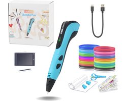 CRiATiViTi™ WonderPen Starterspakket - 3d Pen starterspakket voor kinderen - Inclusief 20 Kleuren Filament Vullingen & Tekenboekje - USB-C - BLAUW