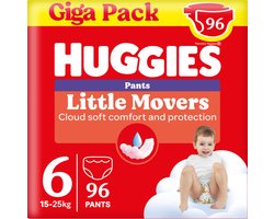 Huggies® Little Movers baby luierbroekjes, Maat 6 (15 tot 25 kg), 96 luierbroekjes met Disney© designs, Giga pack
