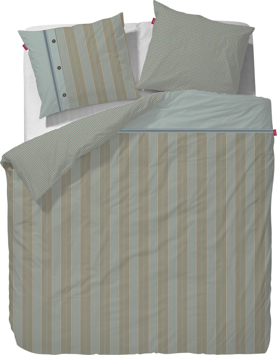 Marieke at Home Dekbedovertrek Natural Stripe - Litsjumeaux - 240x200/220 cm - Blauw