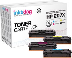 Inktdag toner Compatible with HP 207X, HP 207a, HP W2210X BK, HP W2211XC, HP W2212XY, HP W2213XM (with chip) for HP Color Laserjet Pro MFP M283fdw…