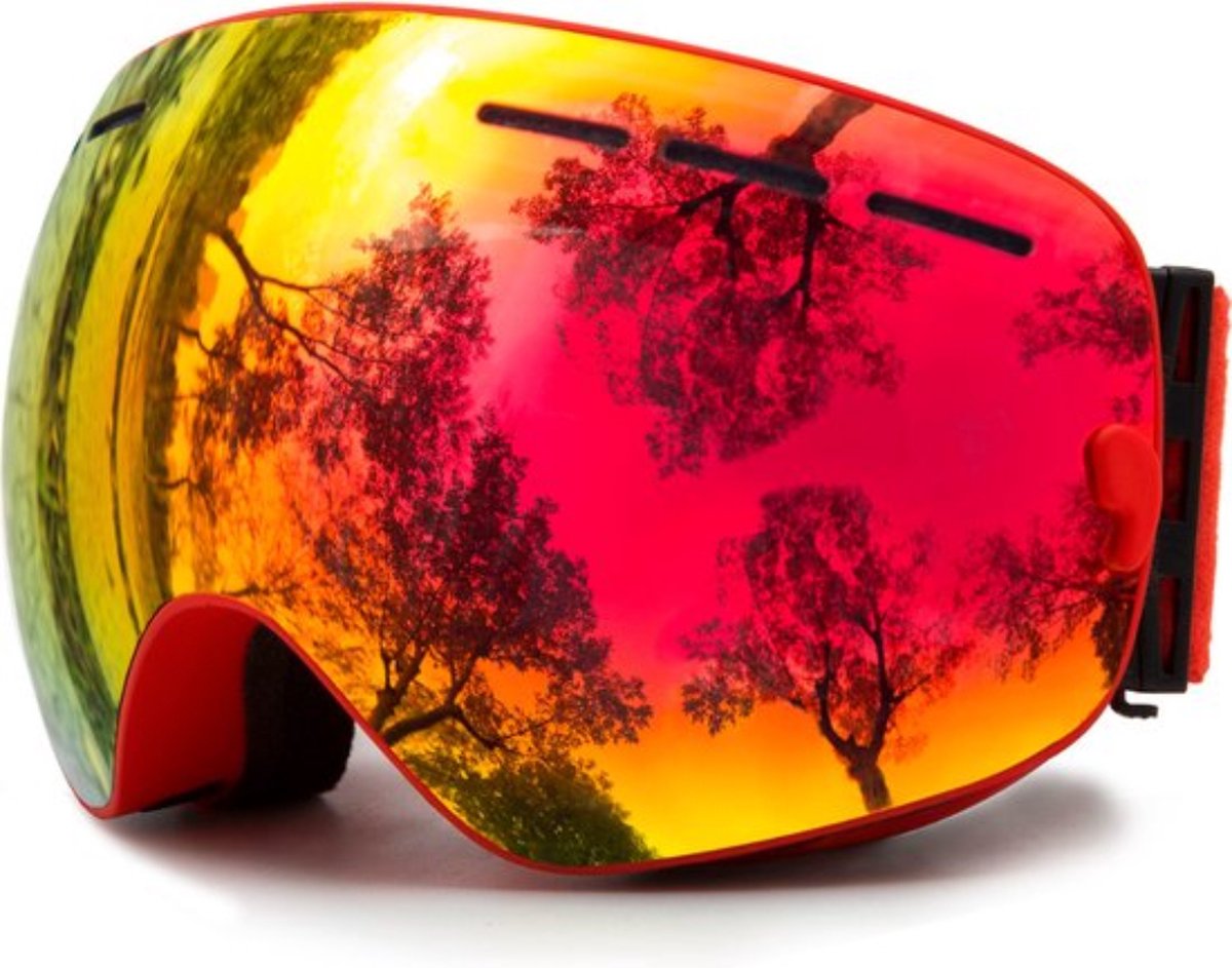 Bovista Skibril - Ski Zonnebril - Wintersport - UV-Bescherming - Winddicht - Ski Gadgets - Dames & Heren - Rood