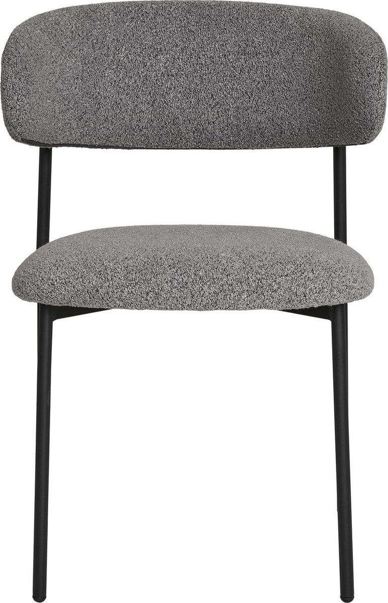 House Nordic Eetkamerstoel Mira - Bouclé - Metaal - Lichtgrijs - Set van 2
