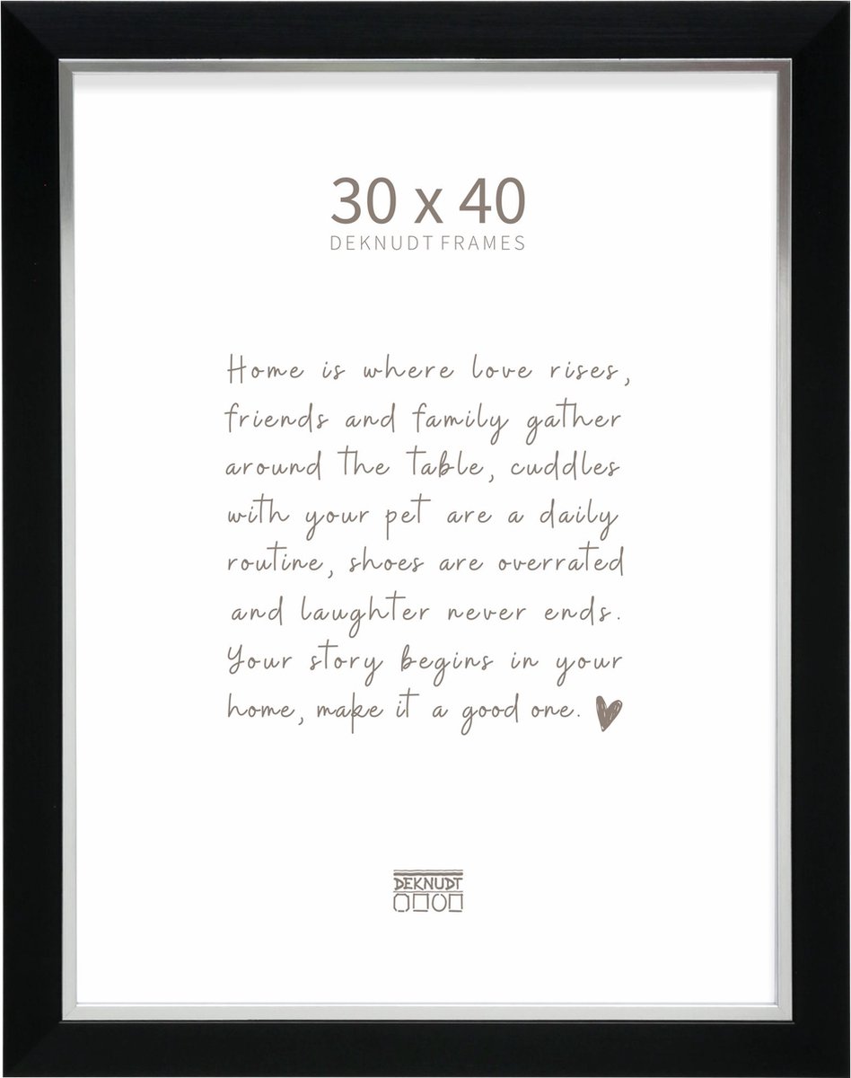 Deknudt Frames fotolijst S45VH2 - zwart met zilverbies - foto 30x40 cm