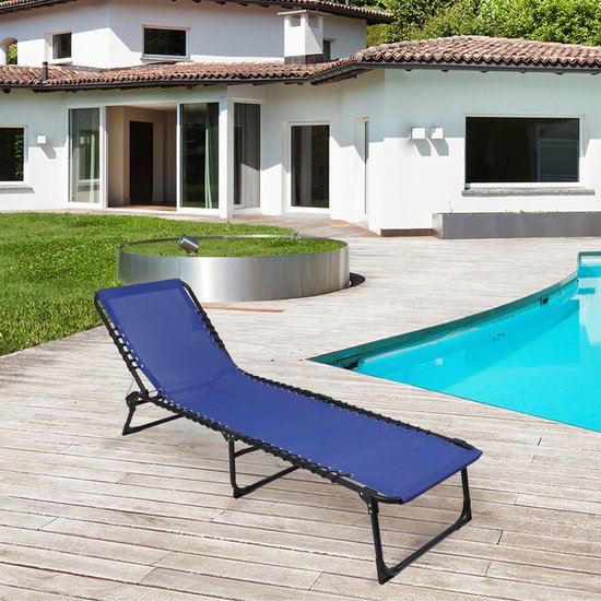 SET X 2 MARINEBLAUWE STRANDSTOEL 187X56XH26/85CM van Urban Living — afbeelding 5