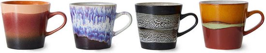 HKliving 70's Ceramic Americano mok kopjes set van 4 friction
