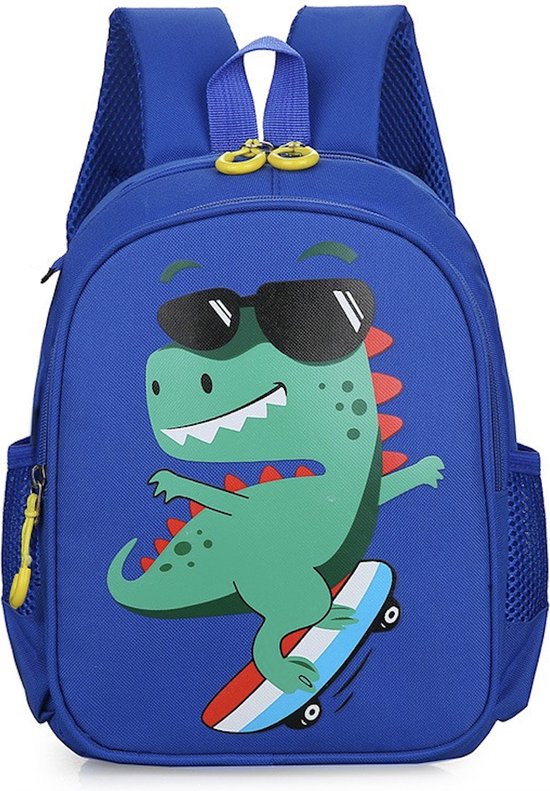 Foto: Rugzak skater dino blauw kind peuter school meisje jongen