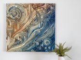 Abstract relief schilderij | Prisma van vormen: Een abstracte reis door het reliëf | Kunst - 30x30 centimeter op Dibond | Foto op Dibond