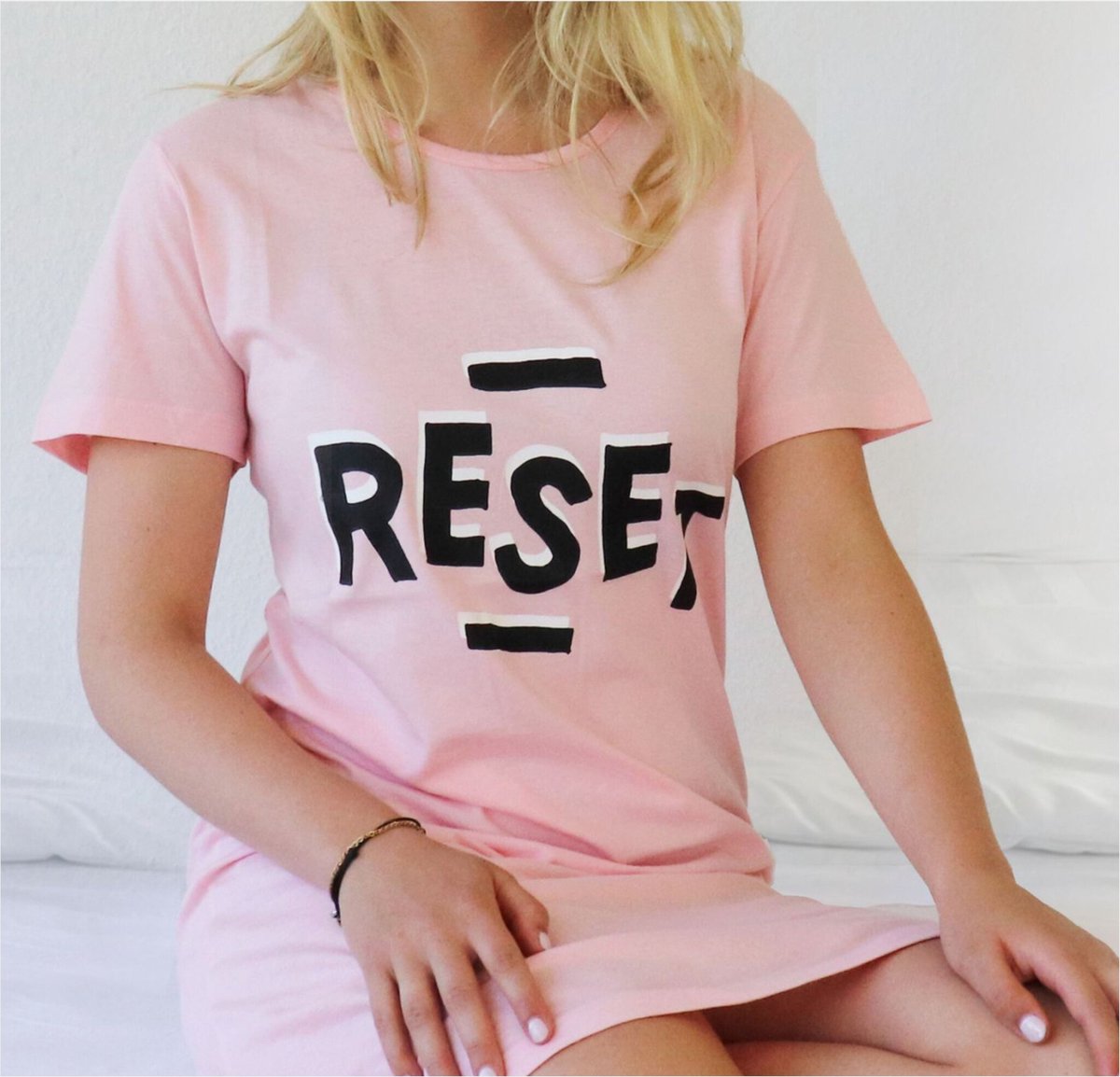 Temptation Dames Nachthemd - Bigshirt - Reset Tekst - Roze rood