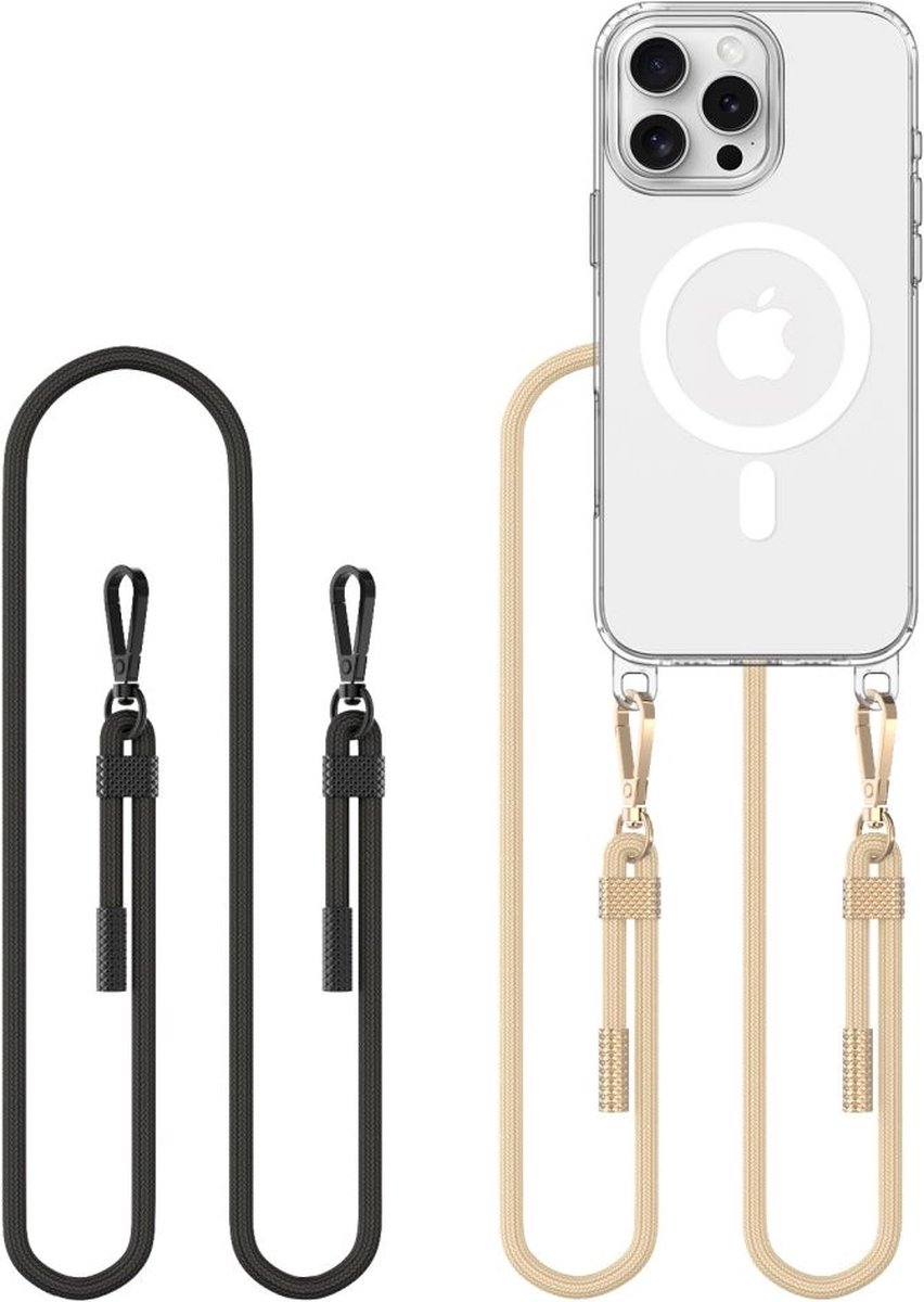 Tech-Protect Verwisselbare Koord MagSafe Hoesje Geschikt voor Apple iPhone 16 Pro Max - Zwart & Beige
