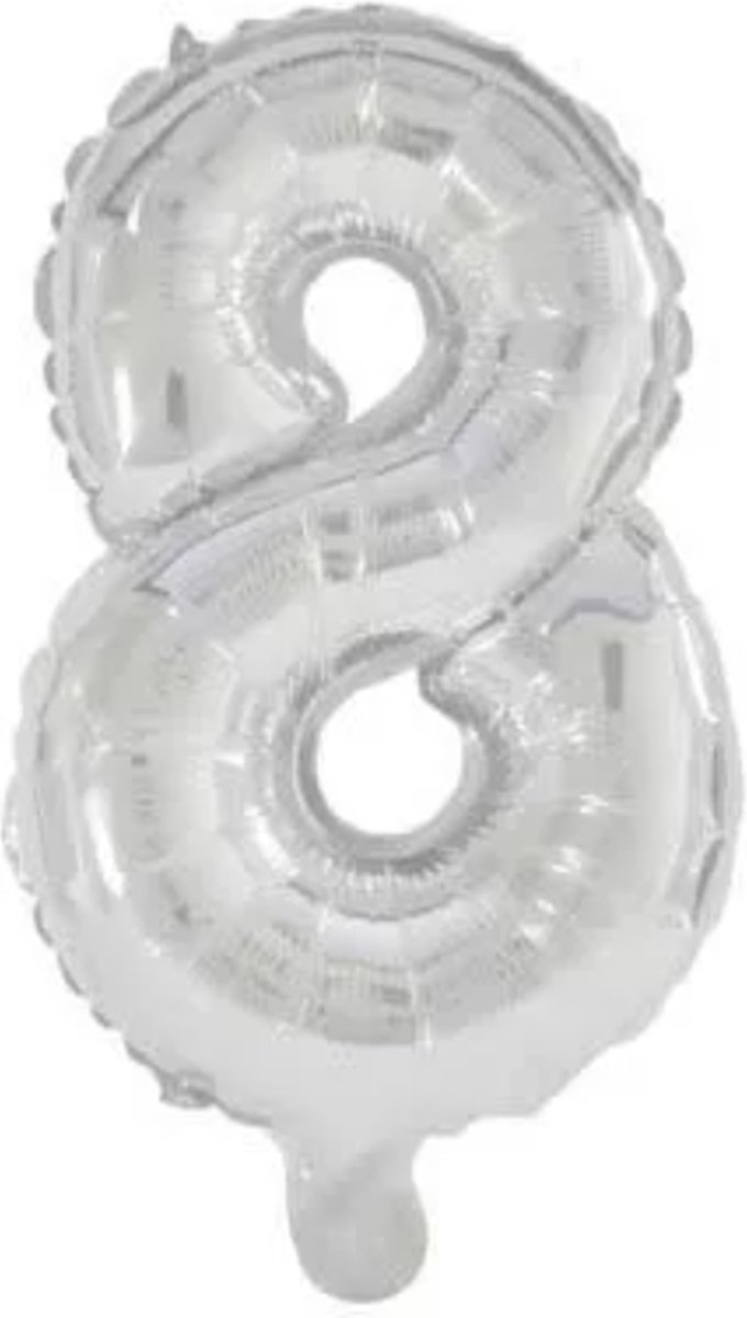 Party Essentials - 1 Silver Foil Balloon No. 8 (85cm)