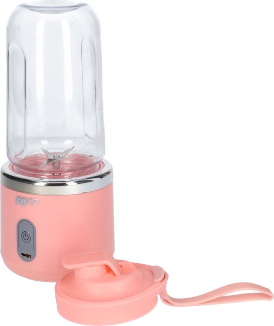 Draadloze blender - Smoothie maker - Blender To-Go - Compact - Verwijderbare beker - Met afsluitbare drinktuit - USB-C oplader - 300ML inhoud - Roze van Tristar — afbeelding 3