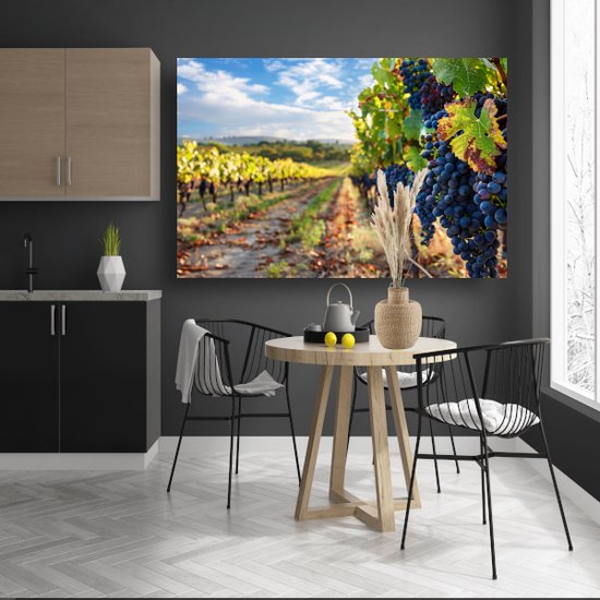 Druiven glas schilderijen - Fruit schilderij - Schilderij Blad - Modern schilderij - Acrylaat - Slaapkamer muurdecoratie acrylglas 150x100 cm