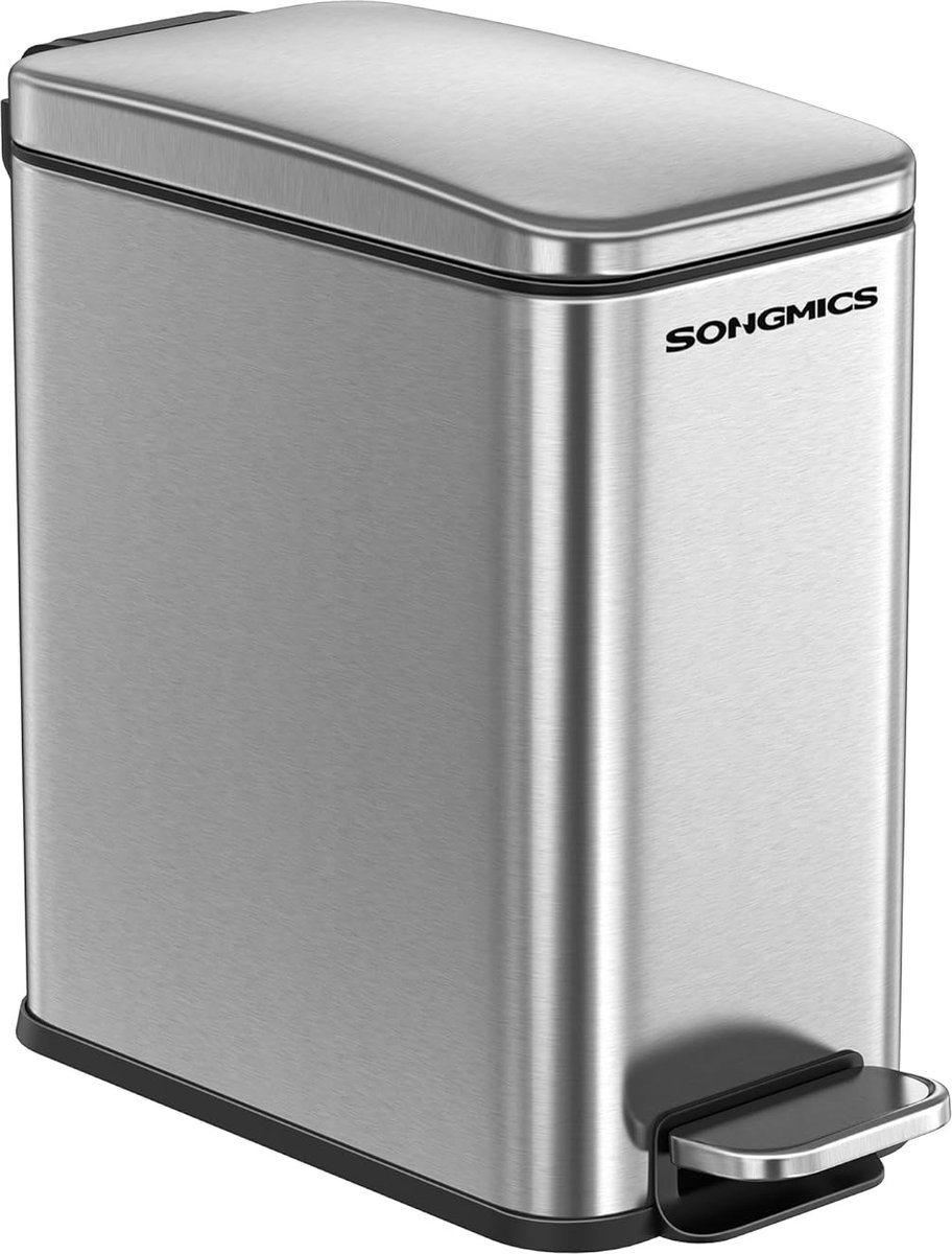Goedkoopste FurnStar - Pedaalemmer - Badkameremmer - kleine afvalbak van 5 liter met deksel - pedaalemmer - slank voor kleine ruimtes - staal - soft close - zilver