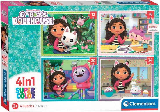 Foto: Clementoni gabby s dollhouse legpuzzel gabbys poppenhuis kinderpuzzel 4 puzzels van 12 tot 24 stukjes 3 6 jaar