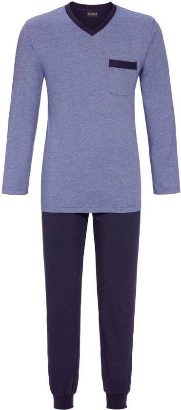 Blauwe heren pyjama katoen - Blauw - Maat - L