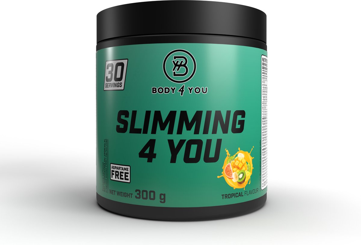 Goedkoopste Body4You - Fatburner poeder - Slimming | 300 gram – Tropical – Stimuleert vetverbranding