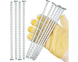 RVS spiraal grondankers - 100 stuks 200 mm lang voor tuinvlies kunstgras - camping - Ø 52 mm haringen zilver 100 stuks.